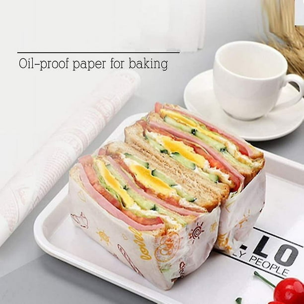 JM 100 piezas de papel para envolver alimentos grasa impermeable Deli  Sandwich Wrap papel encerado papel para envolver 11.02 * 10.24 pulgadas para  hamburguesa pizza pan carne fruta cocina camping hogar JM
