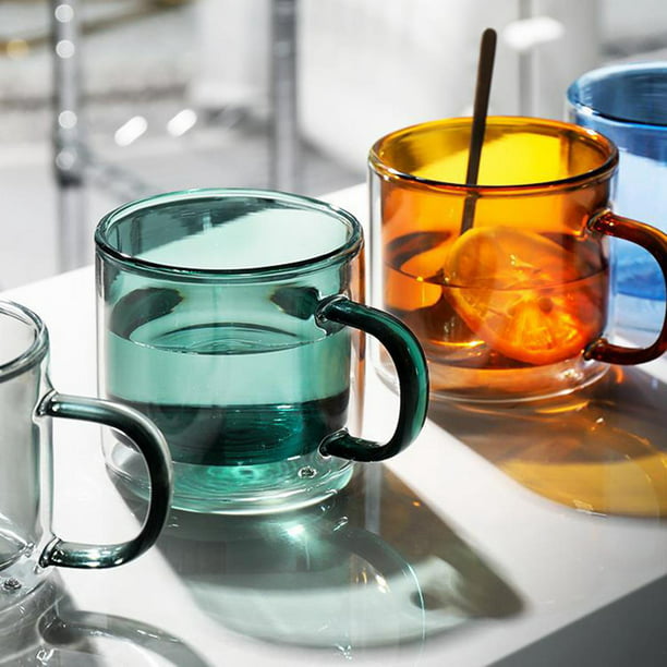 Tessco 24 tazas de café de doble pared, tazas de café de vidrio a granel de  5 onzas aisladas con asa, tazas de vidrio transparente para máquina de