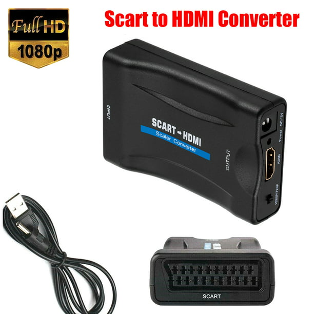 Convertidor de SCART a HDMI para Audio y vídeo, adaptador de señal
