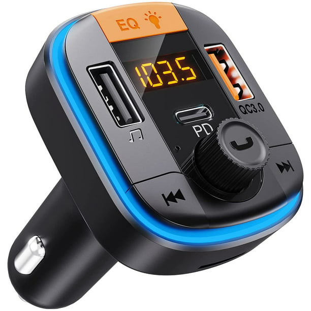 Transmisor FM Bluetooth para coche con cargador de coche PD20W+QC3.0,  receptor de radio Bluetooth 5.0 reproductor de música, admite llamadas  manos libres y asistente Levamdar 12-24V