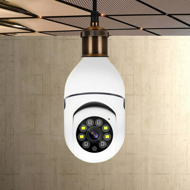  Bombilla 1080P Cámara inalámbrica de seguridad Wifi inteligente  para vigilancia en el hogar Atornille en el enchufe de la bombilla E27 Foco  Alarma de foco Visión nocturna a color Hablación 