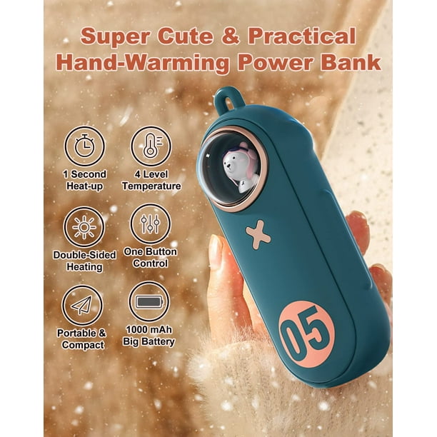 Comprar MIni calentador para manos portátil 2 en 1, Banco de energía, calentador  de bolsillo, calentador de manos recargable de doble cara