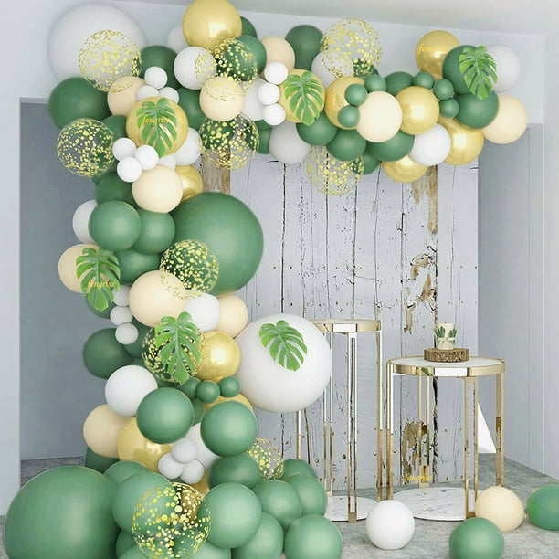 Kit de arco de guirnalda de globos verdes, fiesta de Safari en la