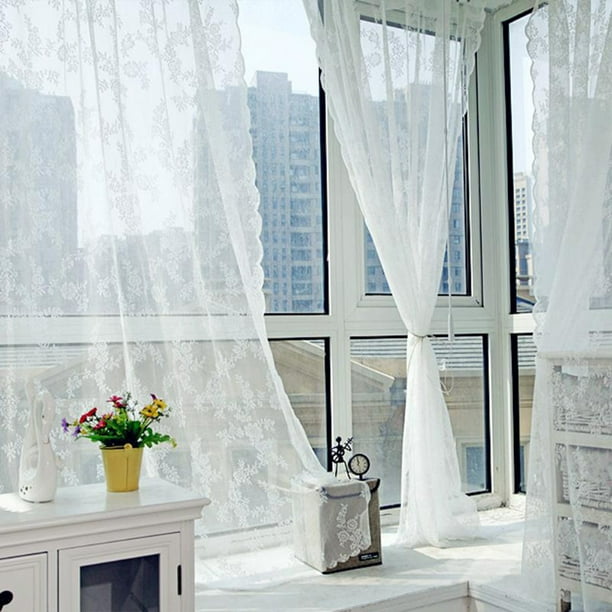 Advancent Cortina transparente blanca FÁCIL DE HACER para el dormitorio -  Estilo de filtrado de luz Amplia aplicación Cortinas de ventana Tul Type2  NO2