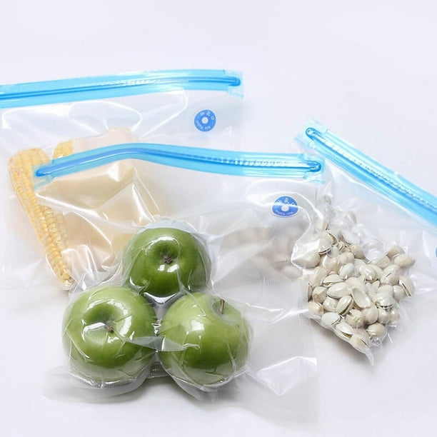 Bolsas de vacío con cremallera para almacenamiento de alimentos, bolsas  reutilizables sin BPA, con bomba de