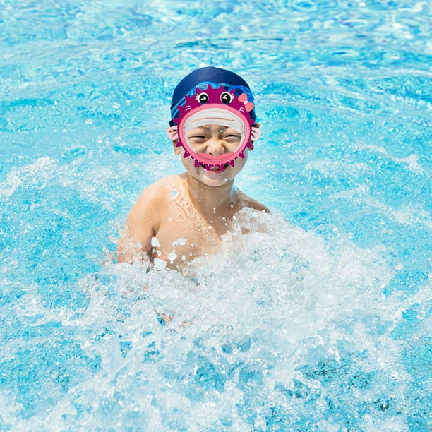 Nadador positivo, con gafas de natación y gorro de baño