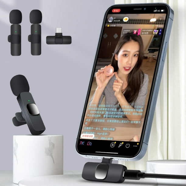 Micrófono Lavalier inalámbrico con Bluetooth para teléfono móvil