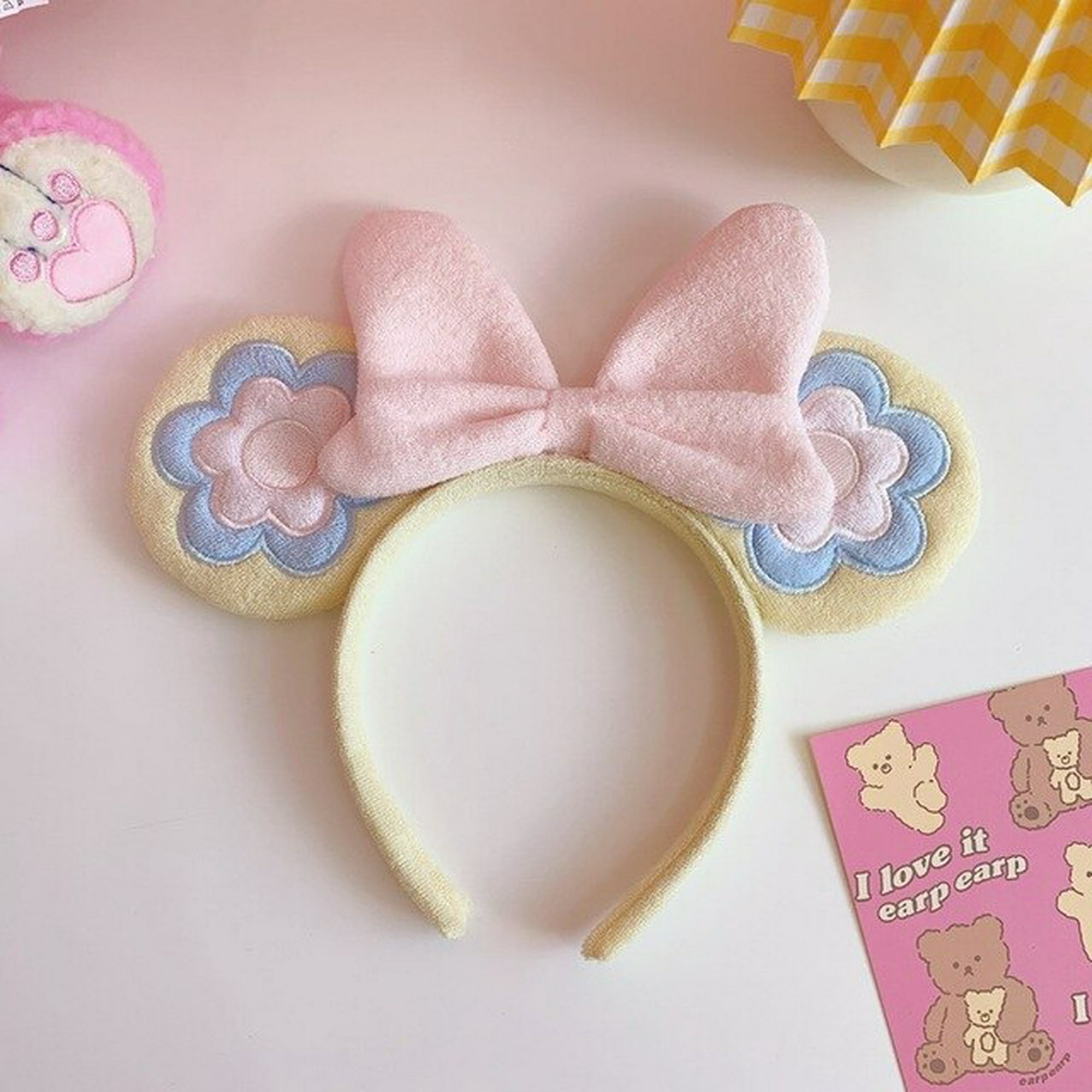 Diadema de orejas de oro Minnie Mouse con rosas rosadas  Decoracion  cumpleaños minnie, Fiesta minnie decoracion, Cumpleaños de minnie mouse