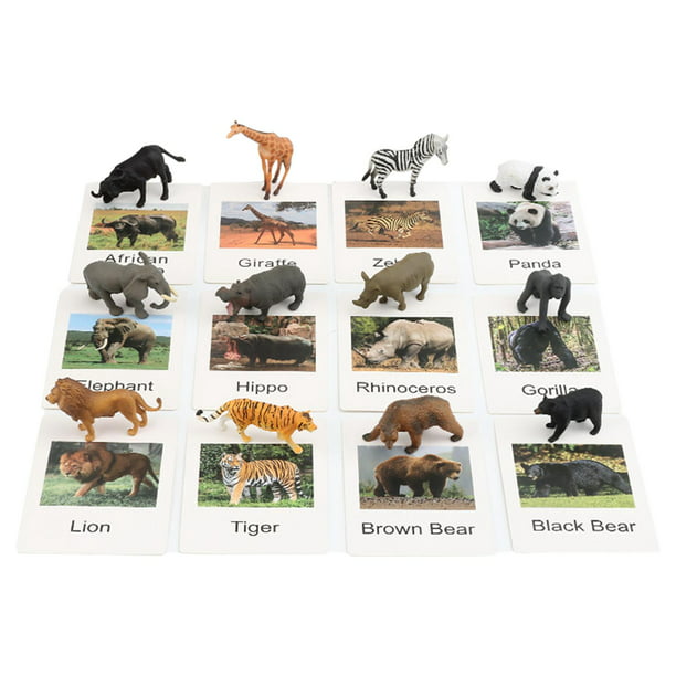 12x Figuras de animales marinos y salvajes Animales Mini figuras de animales con tarjetas flash Real Tarjetas de Realistas | Walmart en línea