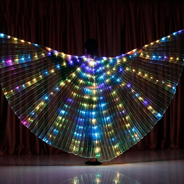 Alas de LED Isis con luz brillante, traje para danza del vientre con varas,  ropa para espectáculos, carnaval o Halloween