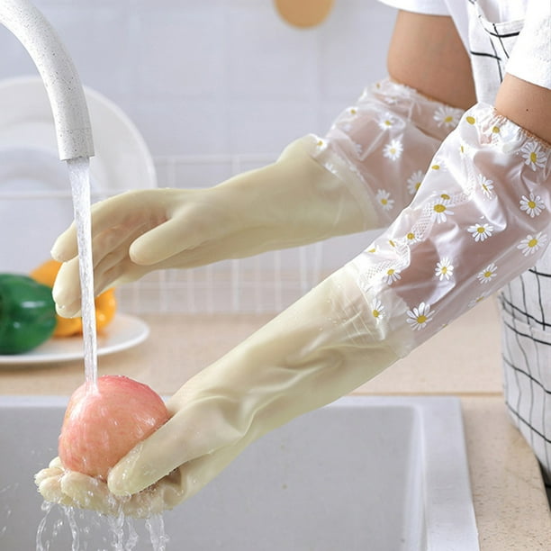 Guantes de goma para lavar platos para cocina, 2 pares de guantes de  limpieza impermeables y reutilizables para el hogar y agarre antideslizante