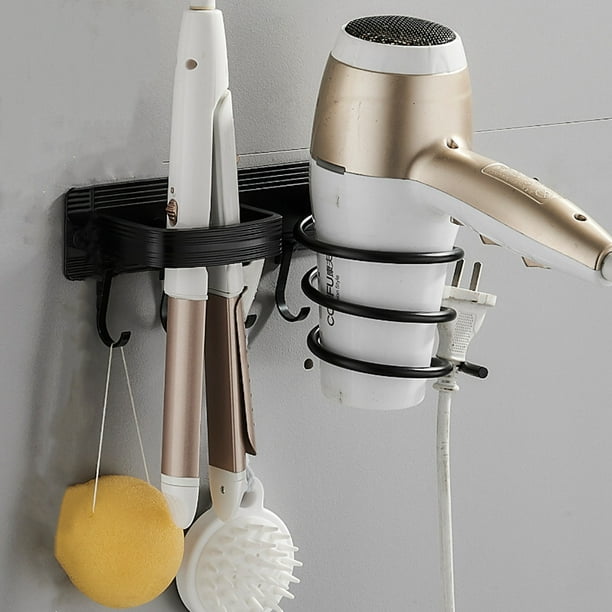Soporte para plancha de pelo, estante de almacenamiento montado en la  pared, organizador para secador de pelo, accesorios de baño