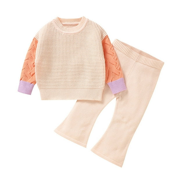 Conjuntos de ropa para niños y niñas, Tops de algodón de manga larga y  pantalones, chándal