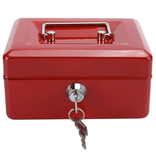 Mini caja de efectivo portátil de 6 pulgadas, caja fuerte de seguridad con  cerradura para dinero con cerradura de llave, uso en el hogar y la Oficina,  Rojo