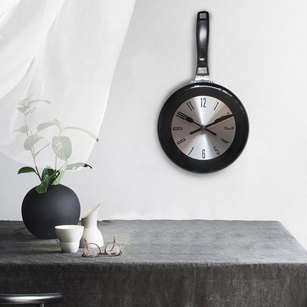 Reloj cocina sarten rojo