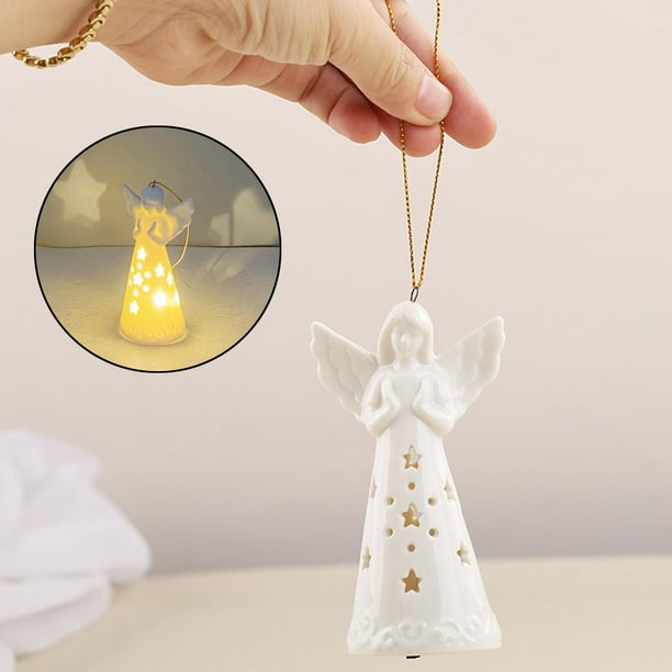 Luz de ángel de cristal LED, adornos de ángel, figuras de ángel  transparentes, adorno de ángel, luz nocturna de ángel para habitación de  niños