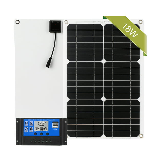 Kit de panel solar monocristalino de 100 vatios y 12 voltios para  autocaravana (panel+controlador PWM + cable de 10 pies)