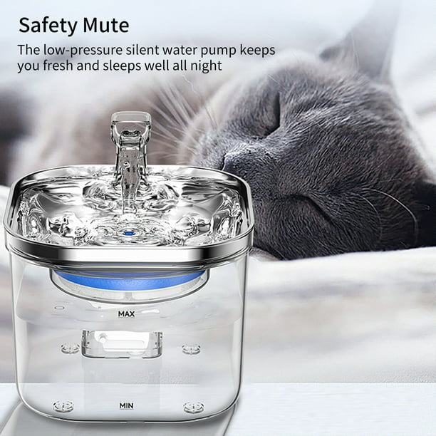 WF040 Fuente de agua para gatos con inducción inteligente 2L/67oz Semi  inoxidable yeacher Bebedero para mascotas
