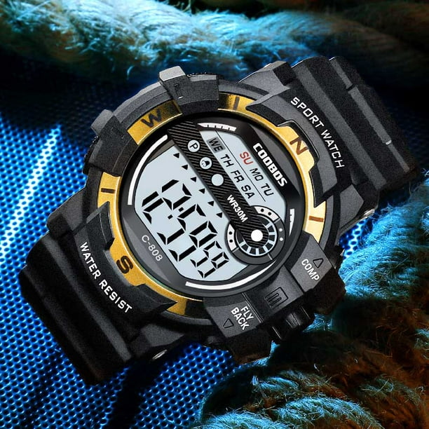 Reloj Deportivo de Pulsera Impermeable para Hombres Reloj Militar Digital  LED