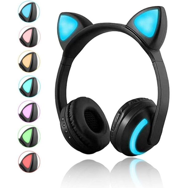 Auriculares inal mbricos Bluetooth con orejas de gato con