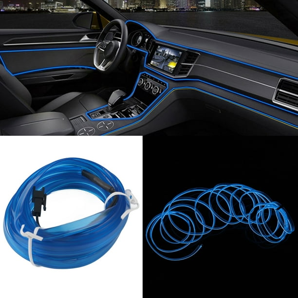 Tira de luz interior del coche, Tira de luz decorativa del coche Moldura  interior Iluminación Auto LED EL Piezas de modificación de lámpara  fría(Azul) EOTVIA No