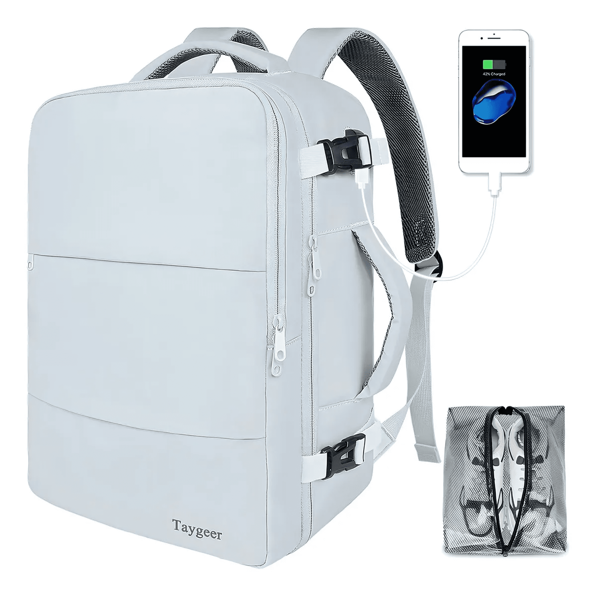 Mochila de viaje taygeer impermeable con usb para laptop 15.6" xtellar azul