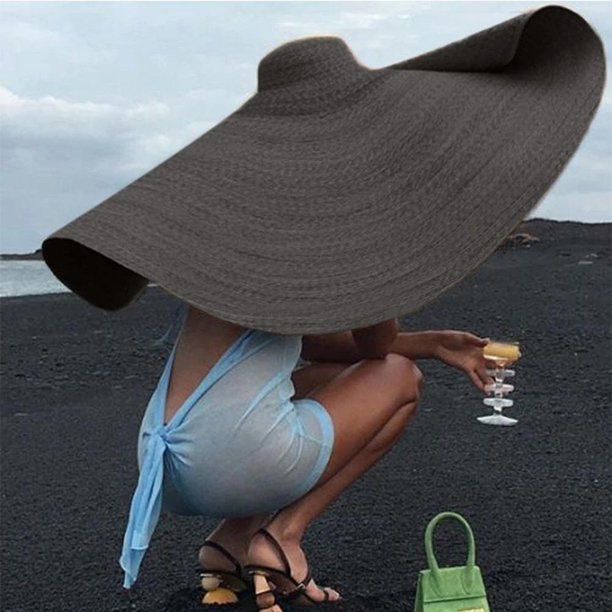 Sombrero de sol de ala ancha para mujer, sombrero de paja con protección  solar, sombrero de playa de verano