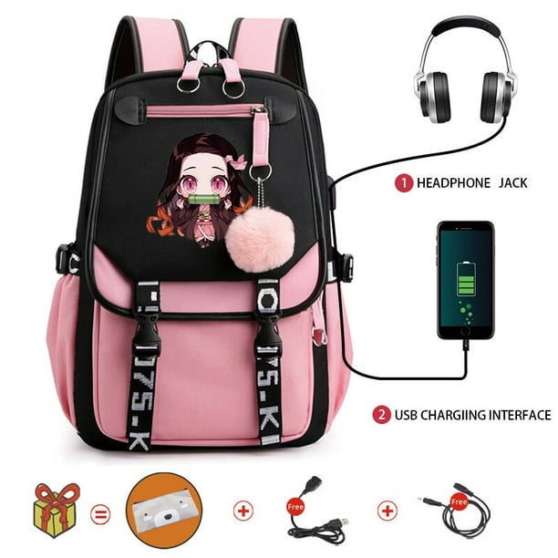  Mochila para computadora portátil para mujer, se adapta a  mochila escolar de 15.6 pulgadas con puerto de carga USB, para bolsa de  libros, trabajo, universidad, negocios, viajes, color rosa : Electrónica