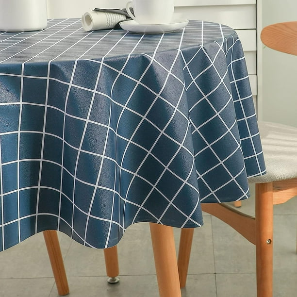 Mantel redondo de plástico lavable de PVC 140*140 cm Limpie a prueba de  agua hule rectangular protector de mesa para cocina picnic al aire libre