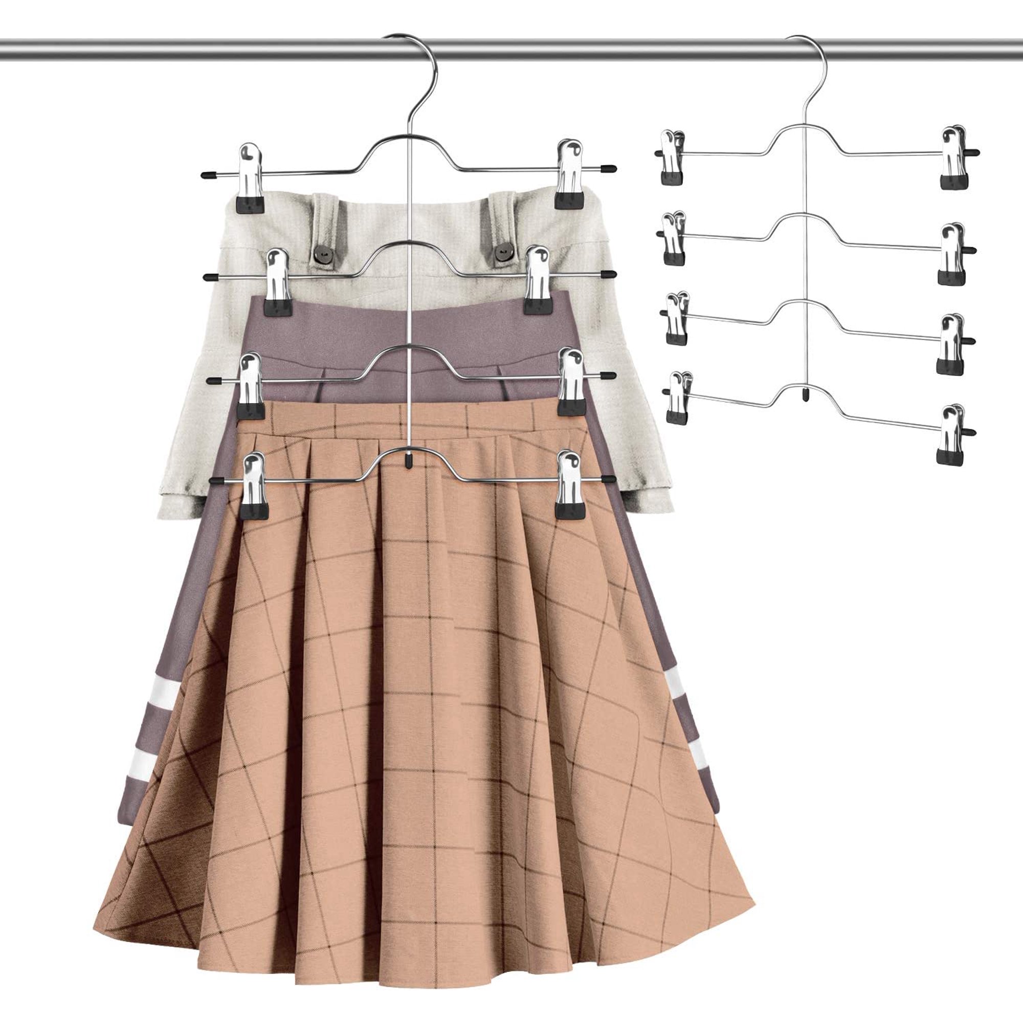 Perchas para falda y pantalones cortos de 6 niveles, Clips ajustables,  ahorro de espacio, antideslizante, 12