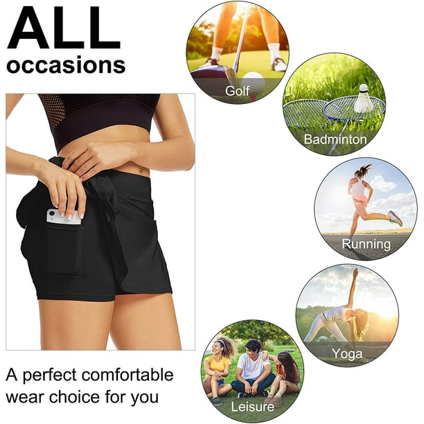 Falda de tenis para mujer Falda plisada ligera para atletismo Deportes Golf  Minifalda para correr con bolsillos y pantalones cortos Ormromra CZYD-ST9-2