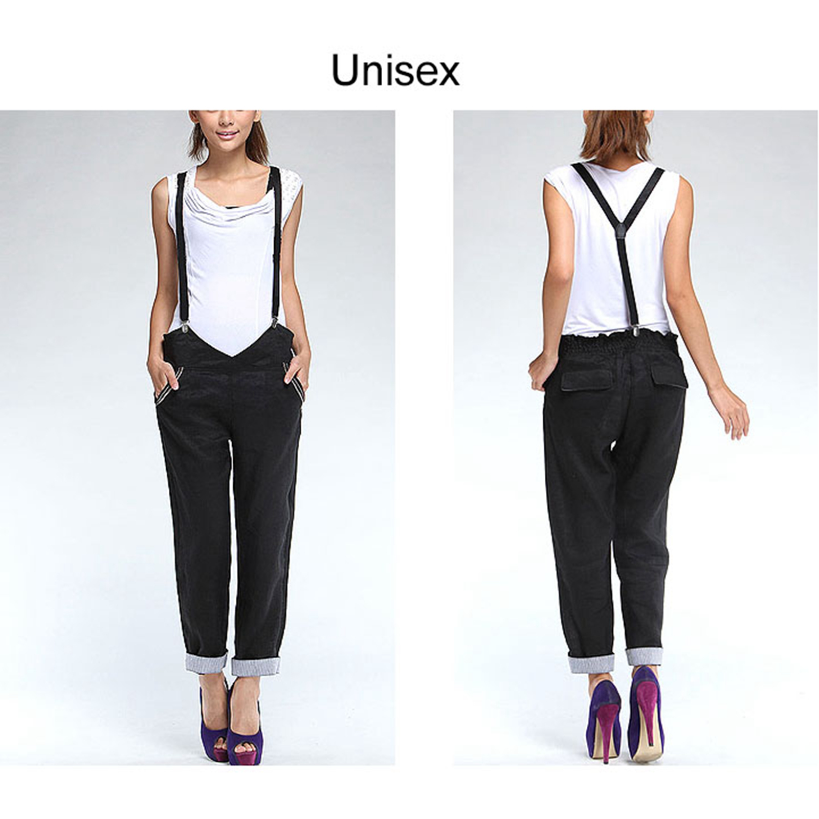 US$25.36-Detachable Metal Shoulder Strap Suspender Shorts Denim Trousers  And Denim Skirt-Description