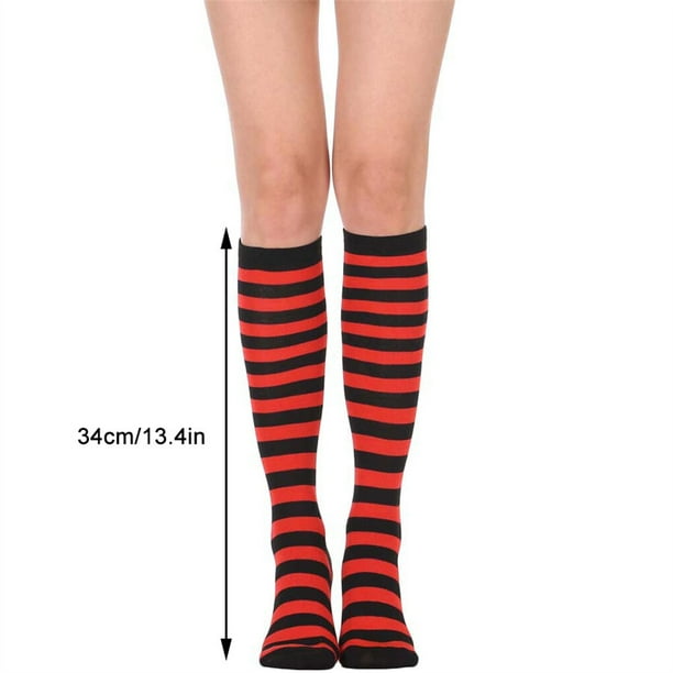 Calcetines blancos unisex hasta la rodilla hasta la rodilla, con rayas de  varios colores