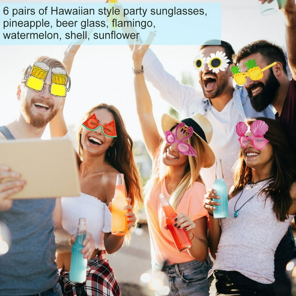 Muyoka 6 pares de gafas de sol de fiesta hawaiana Luau verano piscina playa  tropical gafas de lujo con 6 formas novedad accesorios de fotos anteojos  para niños adultos decoraciones de fiesta