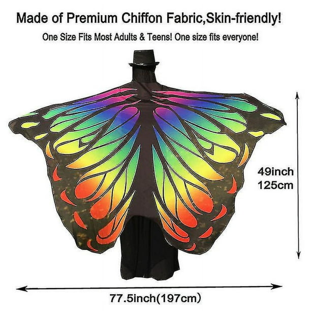Disfraz de alas de mariposa de arcoíris para mujer, vestido de mariposa,  alas, fiesta de juegos de rol, gasa