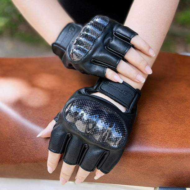 Guantes de piel con dedos completos para motocicleta, aptos para teléfono  táctil, guantes de moto para mujeres/hombres, L, Perforado