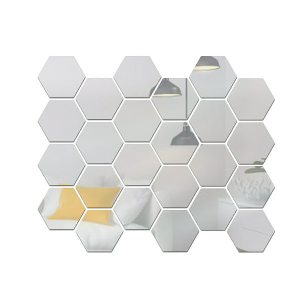 24 Uds pegatinas de pared de espejo hexagonal calcomanías de pared