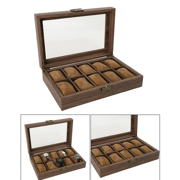 Caja de reloj para hombre - Porta accesorios de madera para relojes,  pulseras y brazaletes - 10 cuad jinwen ver vitrina