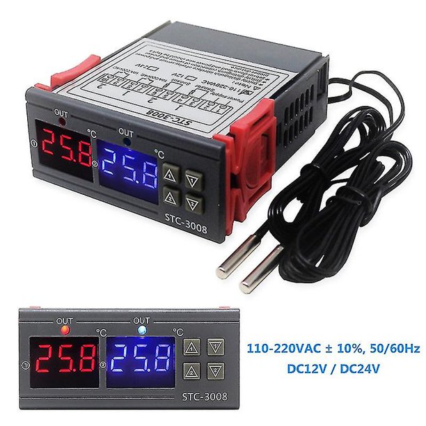 Termostato Digital de temperatura, STC-3008, CC de 12V, 24V, 220V