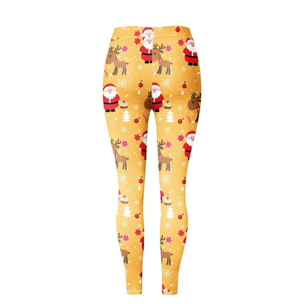 Gibobby leggings deportivos para mujer Leggings de yoga para mujer Casual  Patrón de Navidad Estiramiento Cintura alta Estampado floral Yoga Correr  Pantalones de fitness diarios (Amarillo, XL)