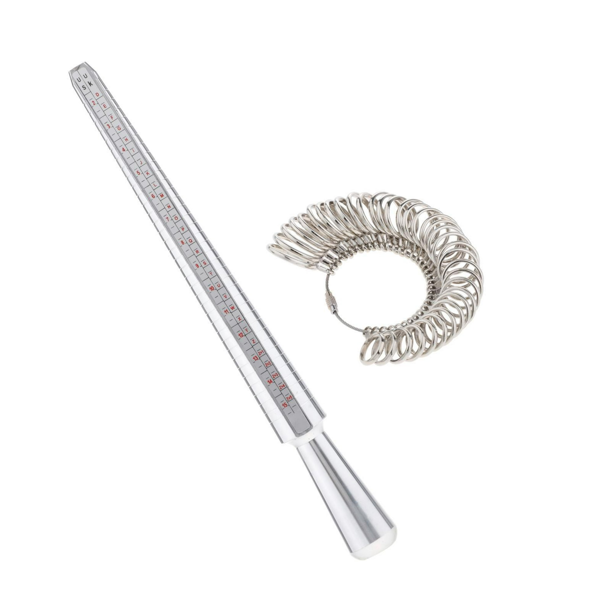 Medidor de anillos Herramienta de medición de mandril Juego de medidores de  anillos de acero Juego de medidores de calibre de goma Martillo de mazo de