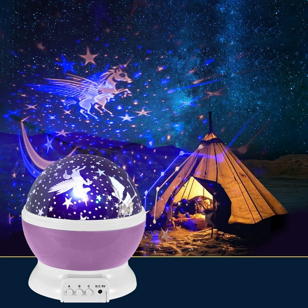 Estrellado Violeta Lámpara Proyector Giratorio Luz LED Cielo Niños Noche  Regalo