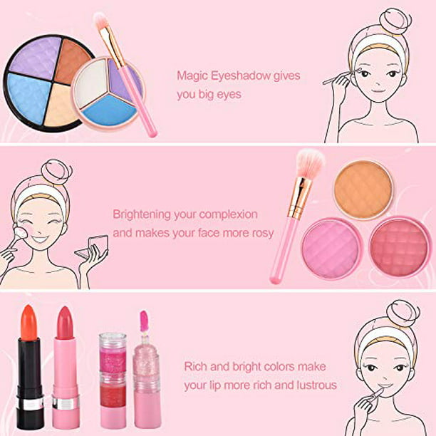 Kit de Maquillaje Infantil para Niña - Niñas Kit de Maquillaje Lavable  Maquillaje Juguete HERAPFANN HERAPFANN