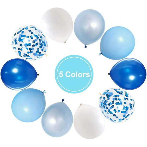 Juego de globos azules para el primer cumpleaños, globo grande del número  1, globo de látex azul de confeti de letra uno, globos de confeti de látex