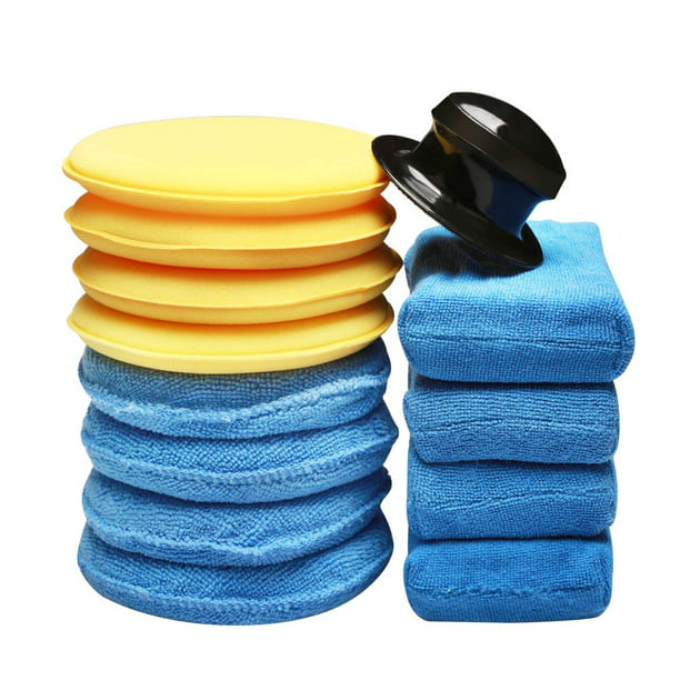 13 esponjas para pulir el coche, esponja de cera, almohadilla de limpieza  para limpiar coches, vehículos, vidrio (azul, amarillo) JFHHH pequeña