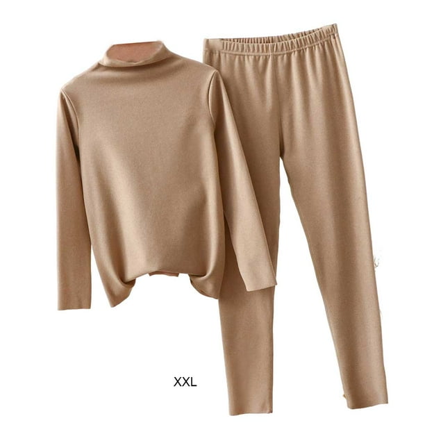 Qarigey Ropa interior térmica de algodón grueso para mujer, pijama  adelgazante, traje de cuello medi Qarigey AP013788-16