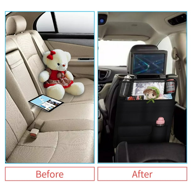 Protección del respaldo del coche, 2 piezas Organizador del asiento trasero  del coche para niños, bolsillos grandes