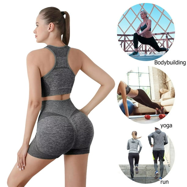 Conjunto de yoga Mujer Transpirable Ropa deportiva sin costuras Traje  deportivo (S) Negro JShteea Para Estrenar