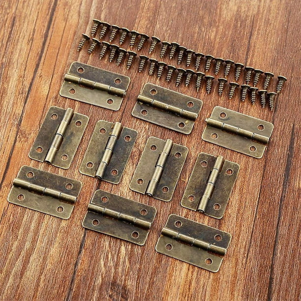 Mini bisagras pequeñas, paquete de 50 bisagras para gabinete con 200x8mm,  Mini bisagra de latón, tornillos de repuesto, bisagra de Metal para joyero  de madera