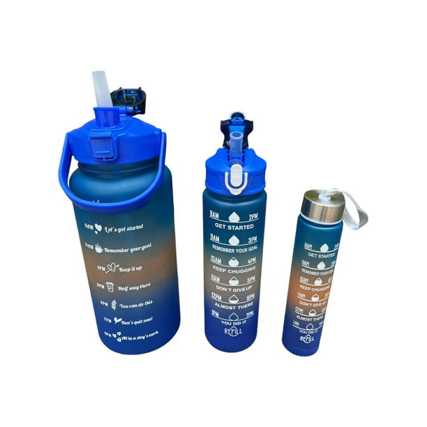 Set Botella De Agua Motivacional Termo (3pzas) 2l 1l Y 300ml Segos Botella  Para Agua